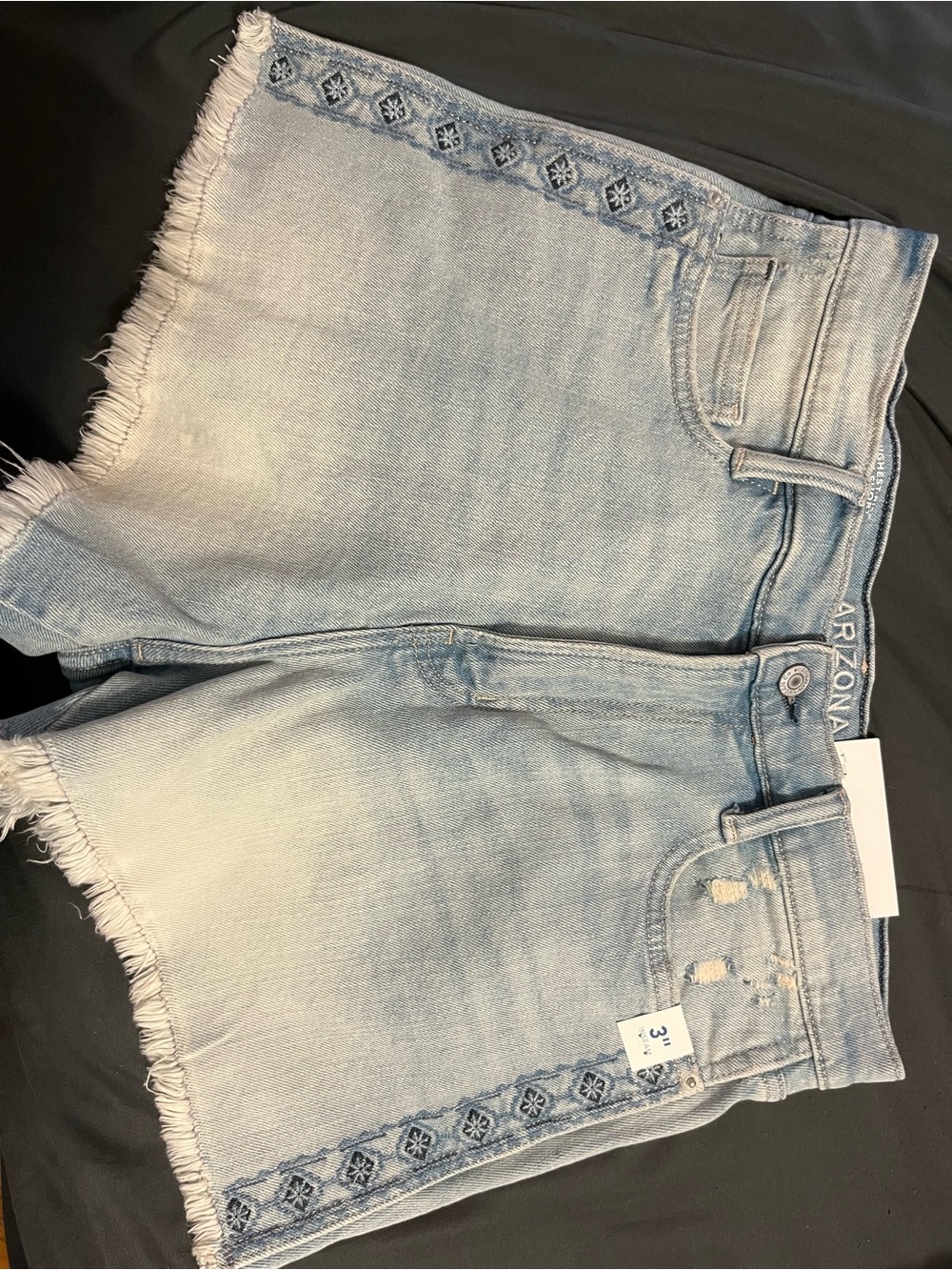 jcpenney Light Blue Denim Shorts with Embroidered Trim